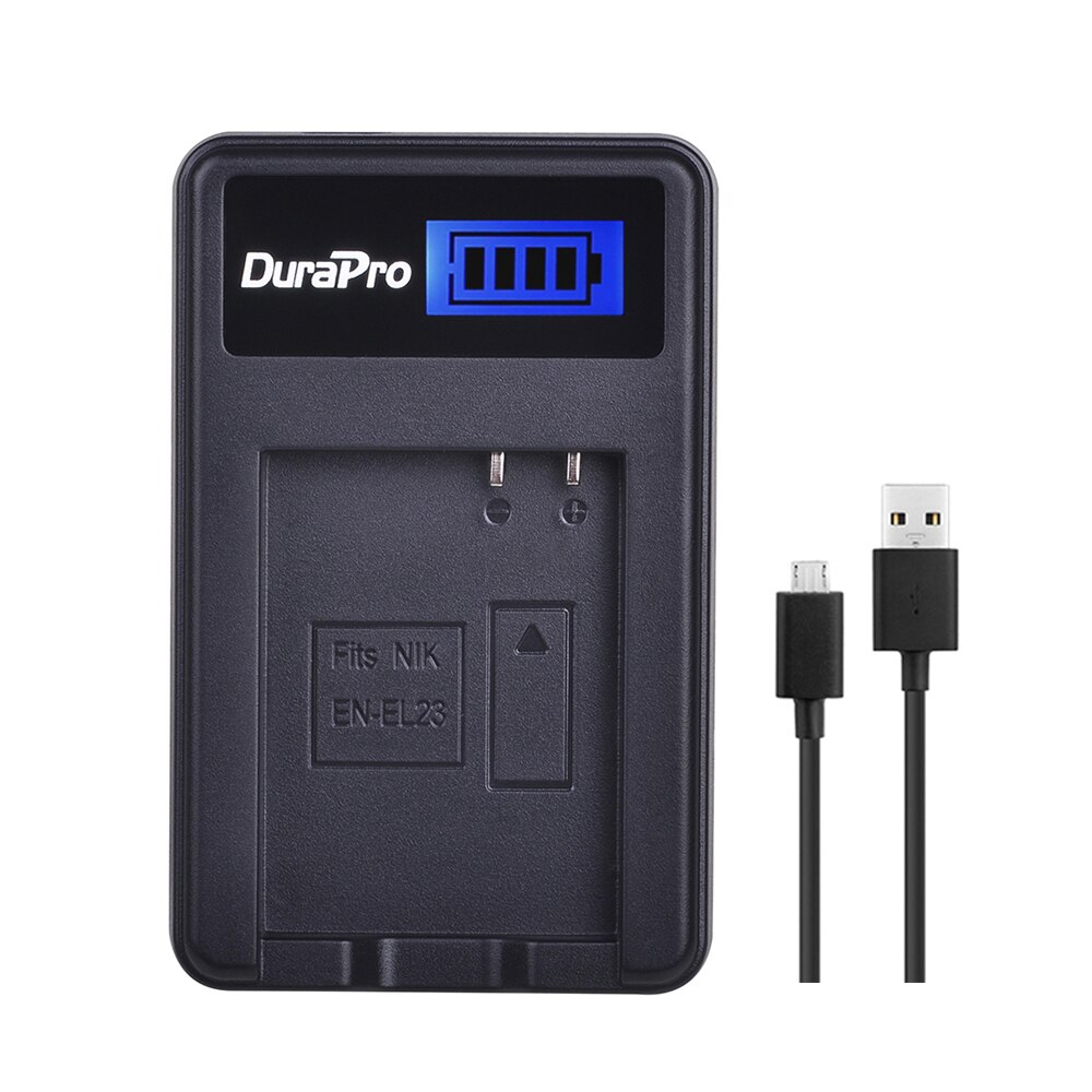 DuraPro-Batería de ion de litio recargable, EN-EL23 EN EL23, 1850mAh, 3,8 V, Cargador USB con LCD para cámara Nikon COOLPIX P600, S810c, P900, P610: Only Charger