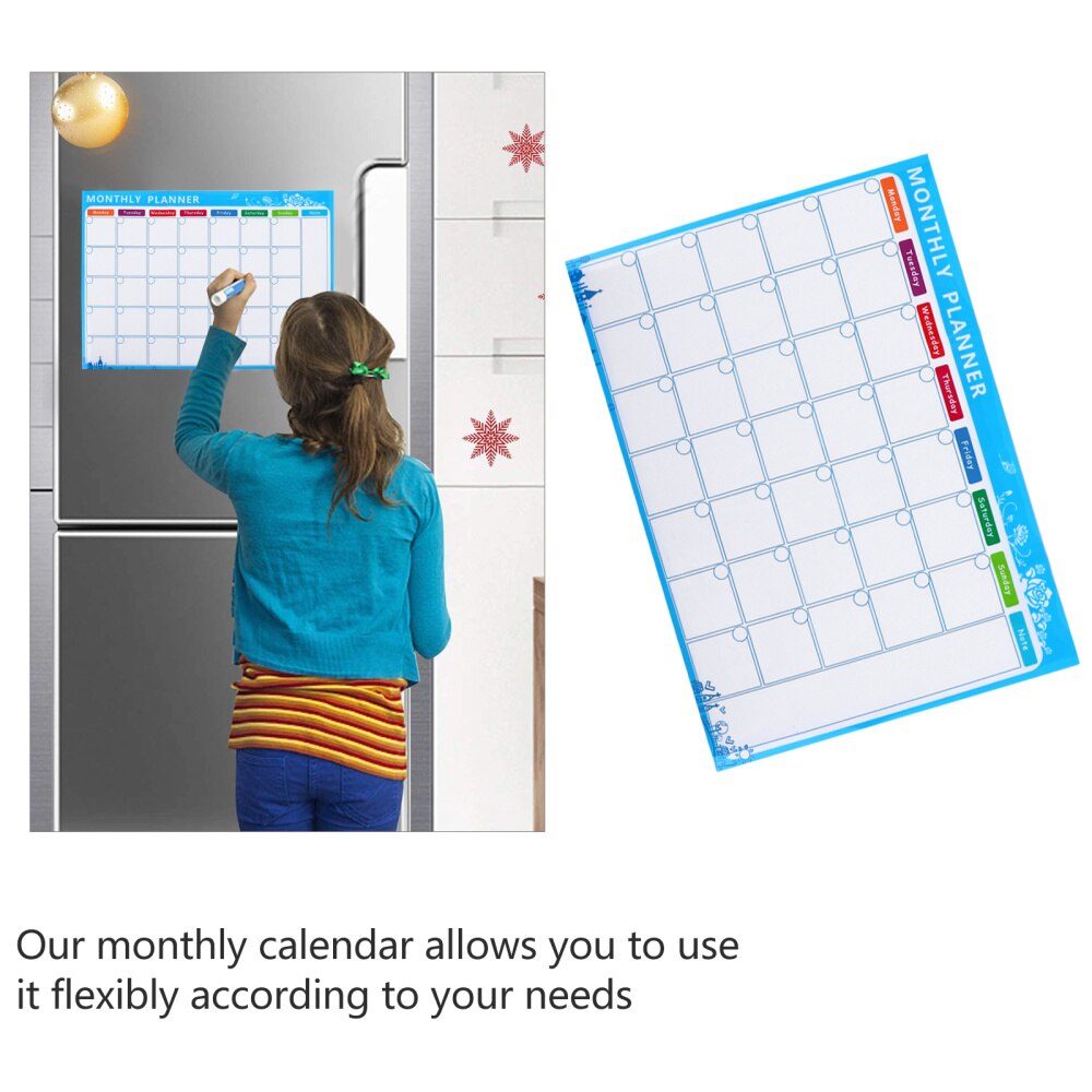 1Pc Magnetic Plan Sticker Erasable Monthly Plan Sticker Useful Schedule Board