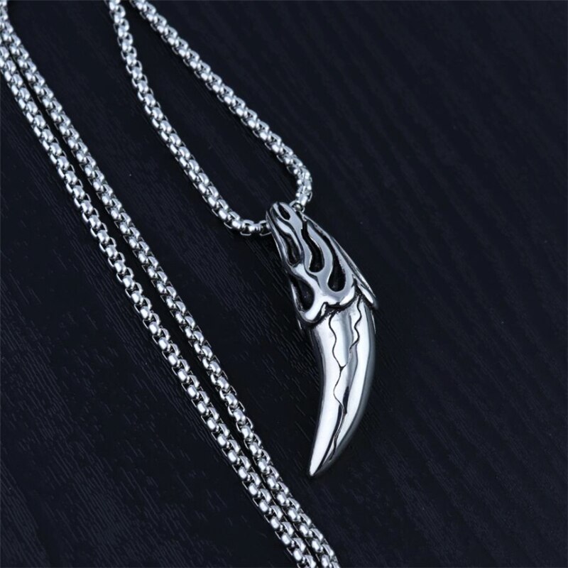 Punk Brave Men Wolf Tooth Pendant Necklaces Men Jewelry Fang Tooth Amulet Pendant Necklaces