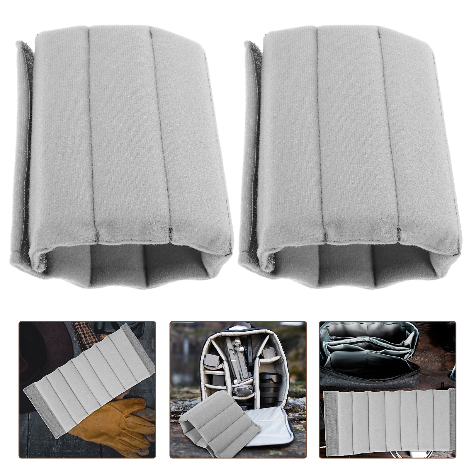 2Pcs Camera Bag Dividers Camera Photo Divider Kit Gray Suede Roller Partition Insert For Backpack Knapsack Cameras Compartments﻿