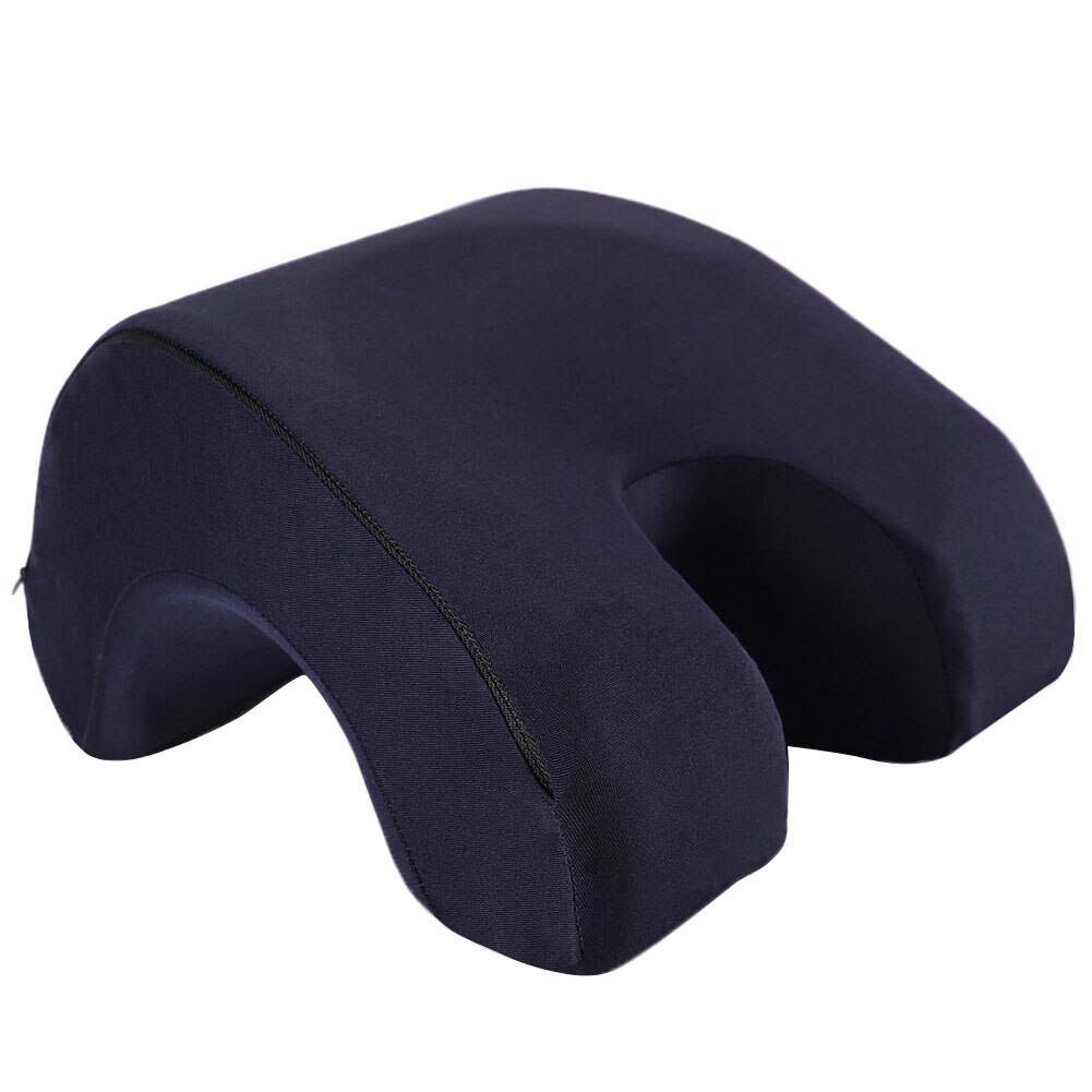 Multifunctional Solid color Nap Pillow Desk Sleeping lumbar pillows lunch Break Memory Foam Pillows: Deep Blue