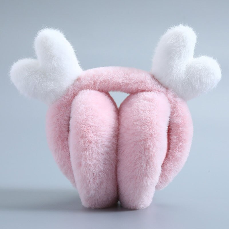 Cuffie pieghevoli morbide per ragazza dolce cuffie per donna tinta unita protezione per il freddo tutto'aperto cuffie antivento copri orecchie carino: rosa