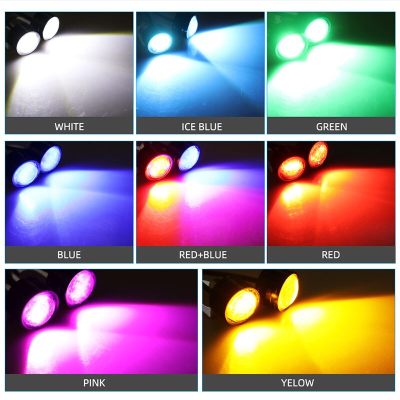 1 par de luces estroboscópicas para motocicleta, ojo de águila, luz de circulación diurna para motocicleta, faro antiniebla, accesorios para motocicleta