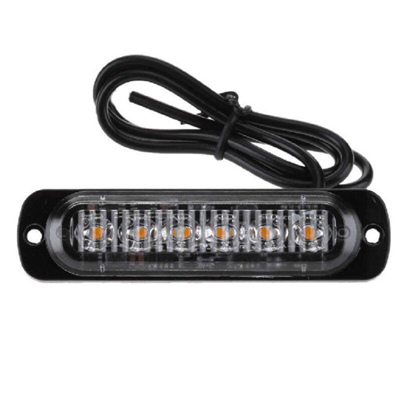 DC 12V-24V 18W Yellow 6LED Car Truck Warn Safety Urgent Always Bright Light Lamp