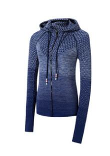 Otoño nueva mujer secado rápido deportes Yoga chaqueta Fitness manga larga cremallera sudadera gimnasio Running ropa deportiva sudaderas: Azul / M