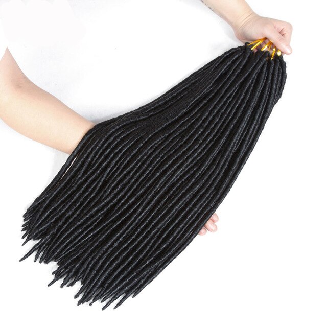 Youngther Crochet Braids Locks Straight Faux Locs Crochet Hair Extensions Synthetic Braiding Hair Black Colors For Women