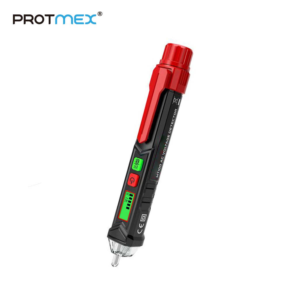 Protmex PT51 Non-Contact Ac Voltage Detector Tester Meter 12V-1000V Pen Stijl Voltage Detector Lcd alarm Zelftesten