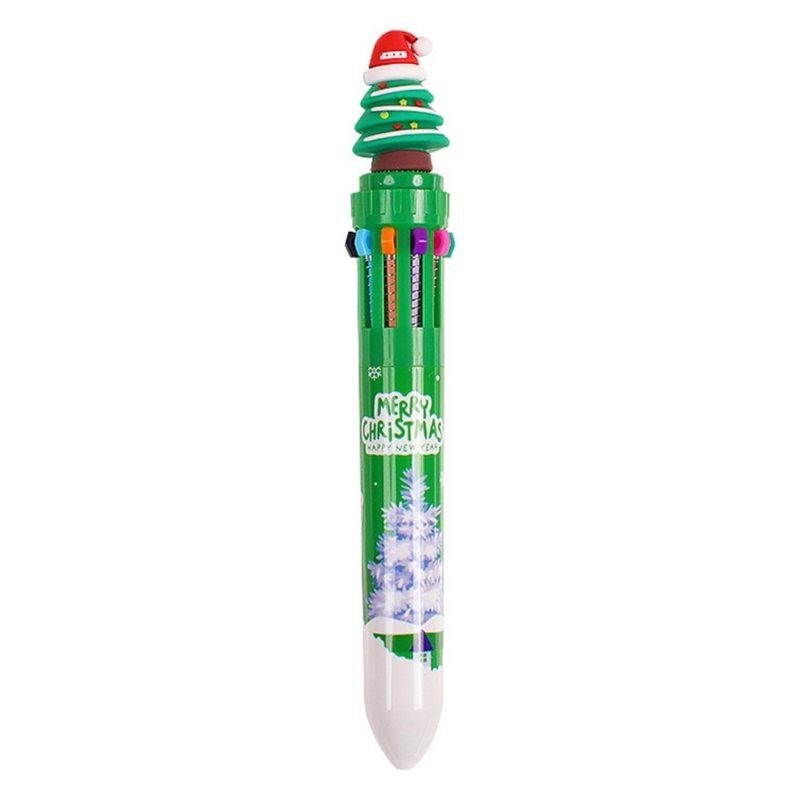 Weihnachtskugelschreiber, einziehbarer mehrfarbiger Stift, 10 Farben in 1 für freundlicher