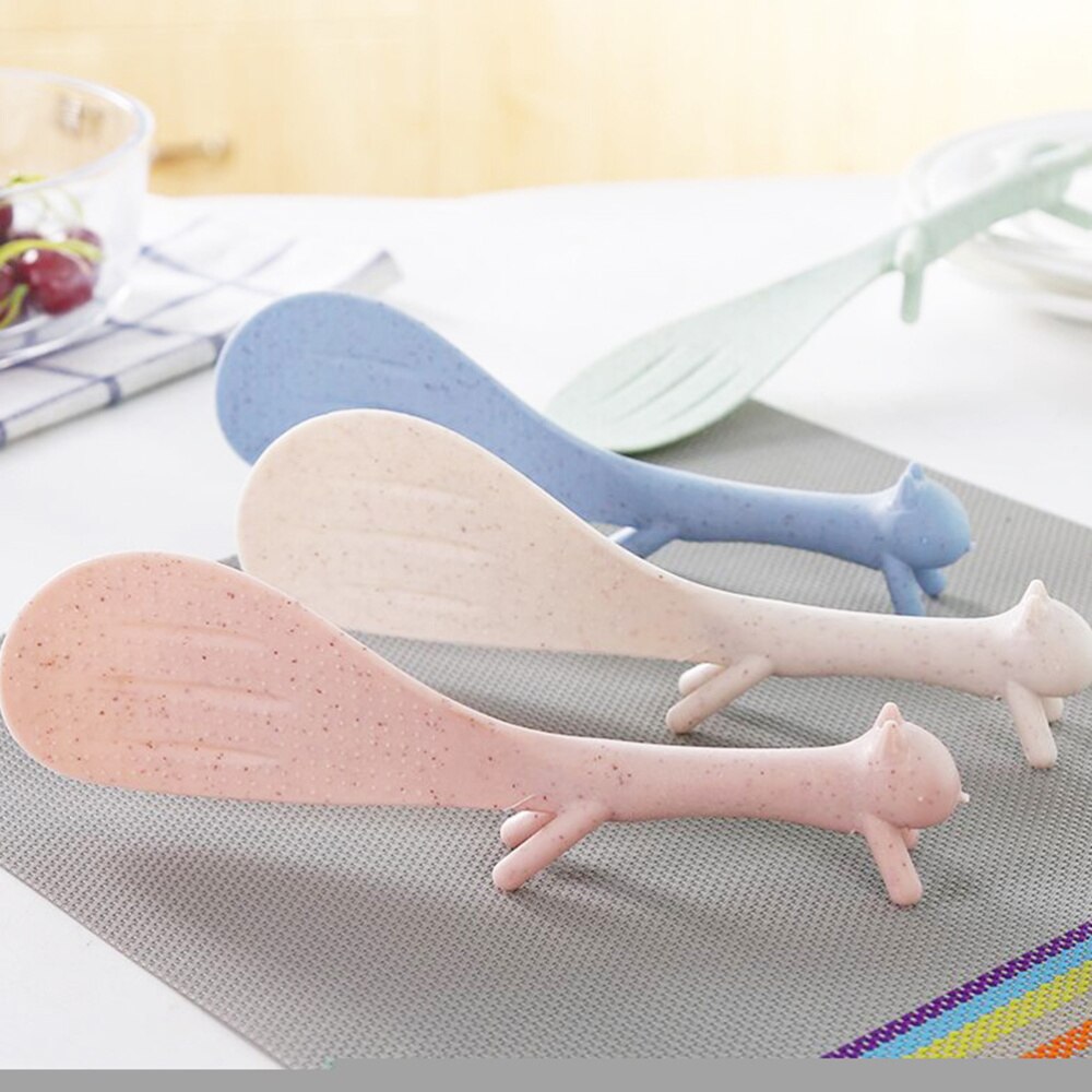 Non-stick Rice Paddle with Squirrel-shaped Handle Standing Ladle Household Kitchen Tool(Green)