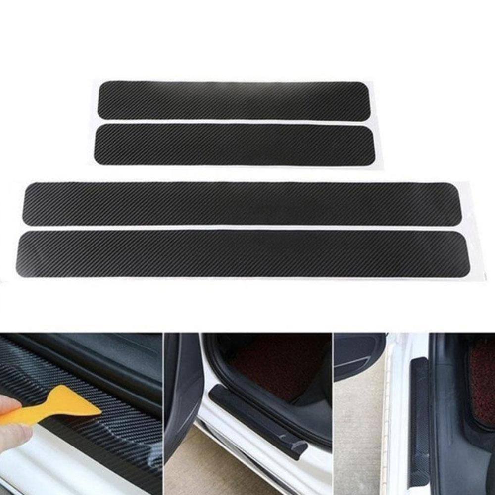 4PCS 60x6.8cm 3D Carbon Fiber Sticker for Automobile Threshold Door Anti-kick Protection Sticker Protective Strip Sticker