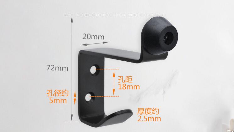 304 stainless steel storage hooks with door stopper Doorknob rubber bumper Damper wall protector Toilet bathroom Door Hardware: black