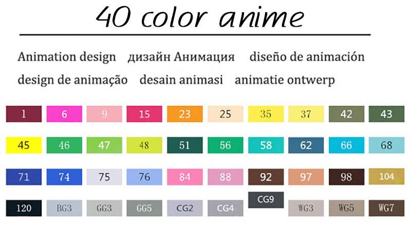 Marqueurs TouchFIVE 30/40/60/80 couleurs Art marqueurs ensemble double tête artiste croquis gras à base d'alcool marqueurs pour Animation Manga: 40 color anime