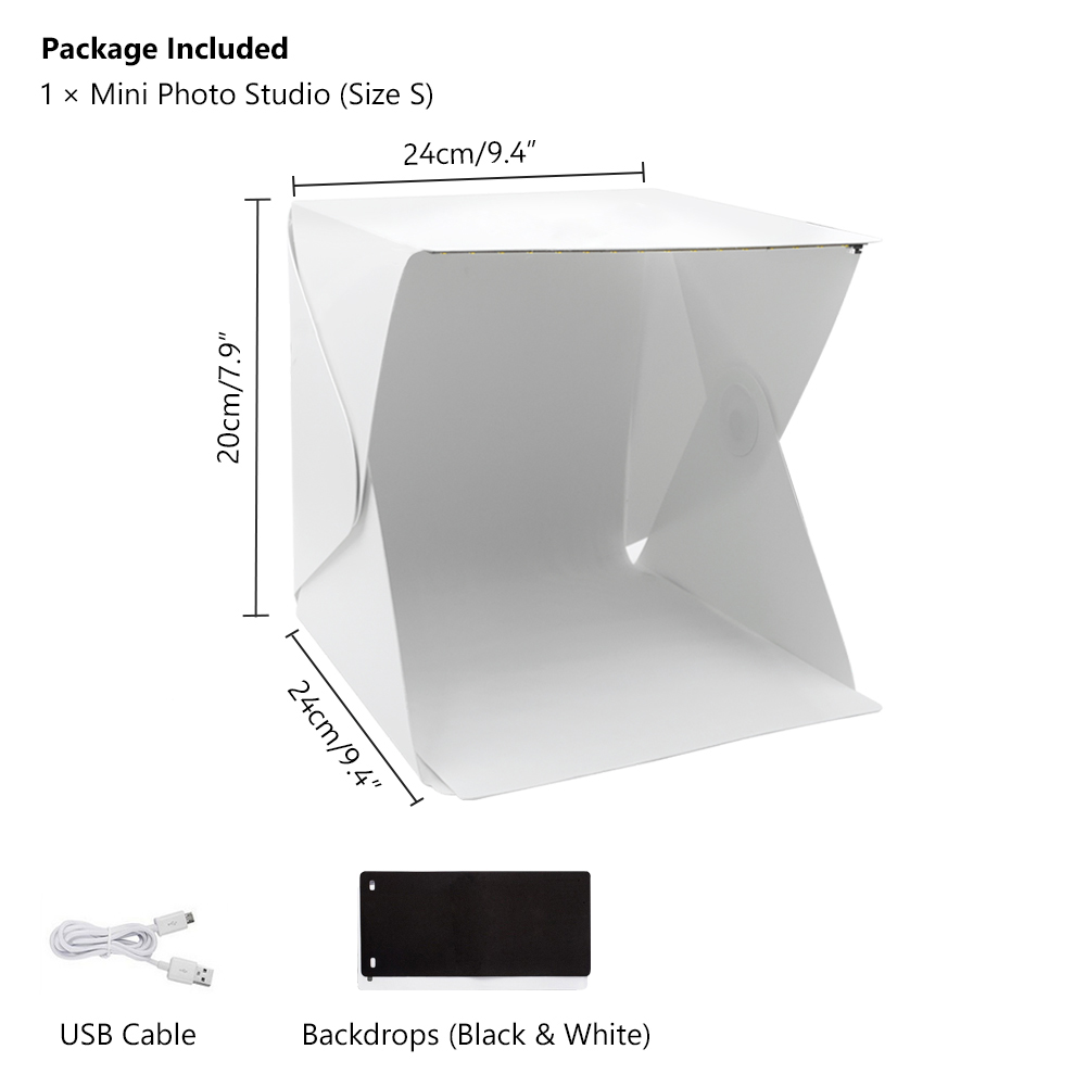 Mini Photo Studio Box Magnetic Phone Photography Tent 2 Panel LED Light Soft Box Photo Background Kit Light box for DSLR Camera: S