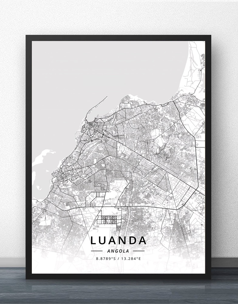 Luanda Angola Kaart Poster: 30x40cm No Frame