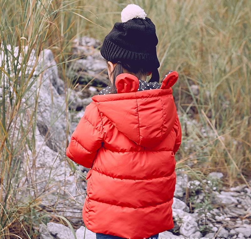 Kinderen Beneden Gewatteerde Jas Herfst Winter Lange Mouwen Cartoon Kleding Met Hooded Kid Warme Beneden Katoenen Jas uitloper: red / 3T