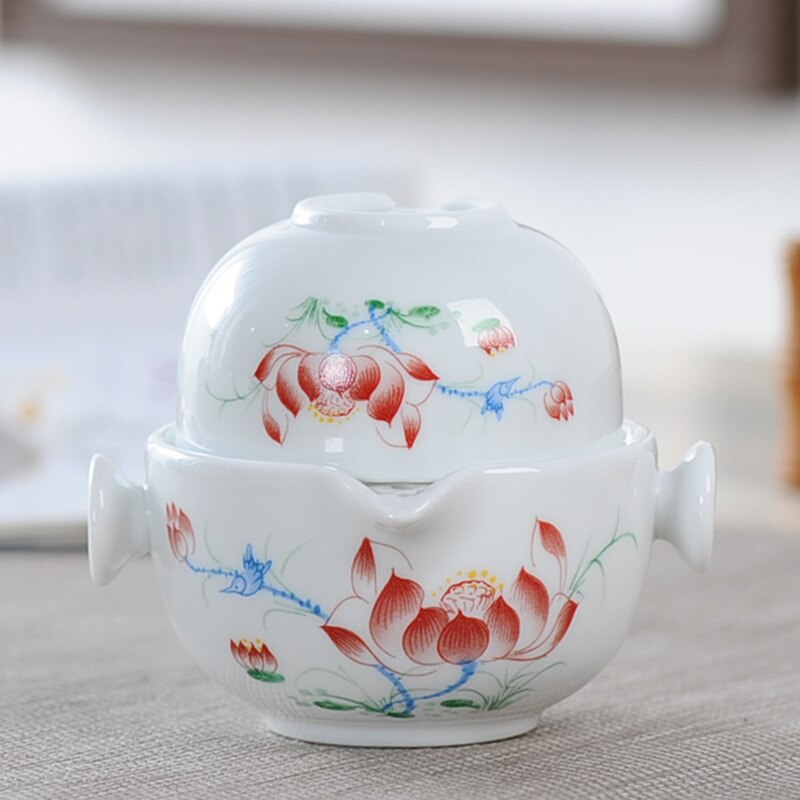 Ceramics Tea set Include 1 Pot 1 Cup, and easy gaiwan,Beautiful and easy teapot kettle,kung fu teaset: 13