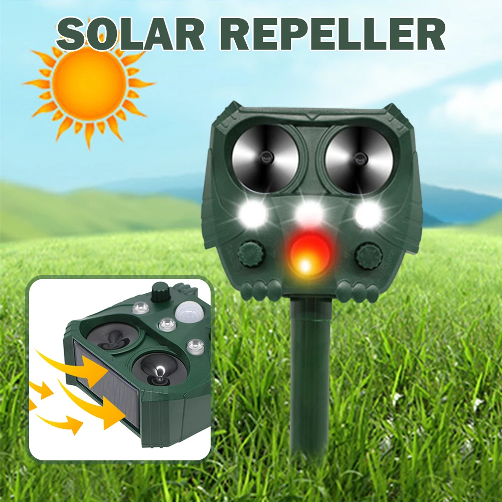 Répulsif Solaire Rechargeable à Massage Ultrasonique, Lumière LED, Alarme pour Verger, Serre, Jardin bobines al