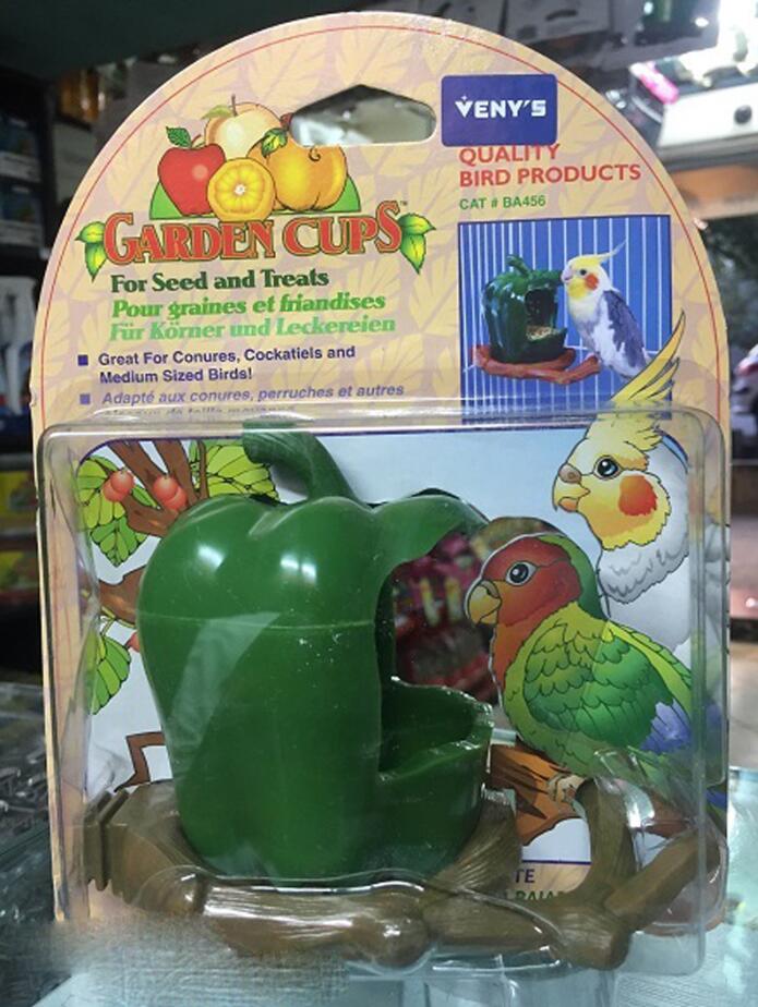 Forma original de fruta, copa de pájaro para alimentación, alimentador de aves de corral para jardín, alimentadores de mascotas, contenedor de comida, cuencos para beber, alimentador para pájaros: green pepper