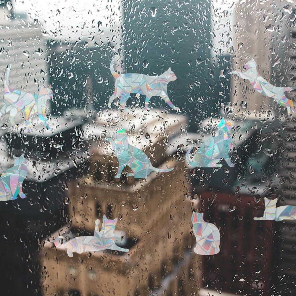 Rainbow Cat Dog Suncatcher Window Stickers PVC Electrostatic Glass Window Animal Decal For Kids Rooms Bedroom Nursery Home Decor