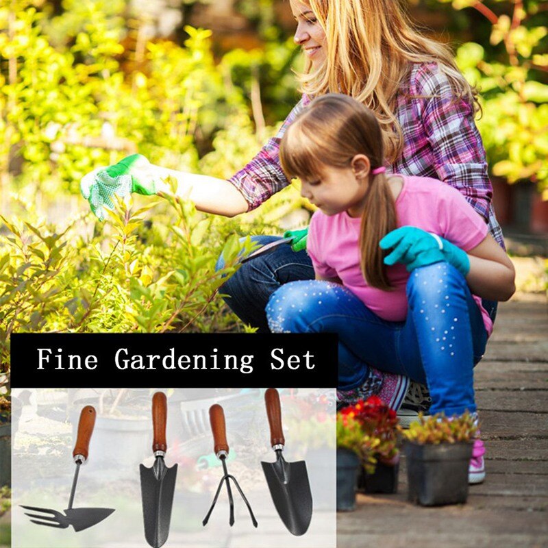 Mini Shovel Rake Set Mini Garden Tool Bonsai Tools Set Wooden Handle Metal Head Shovel for Flowers Potted Plants