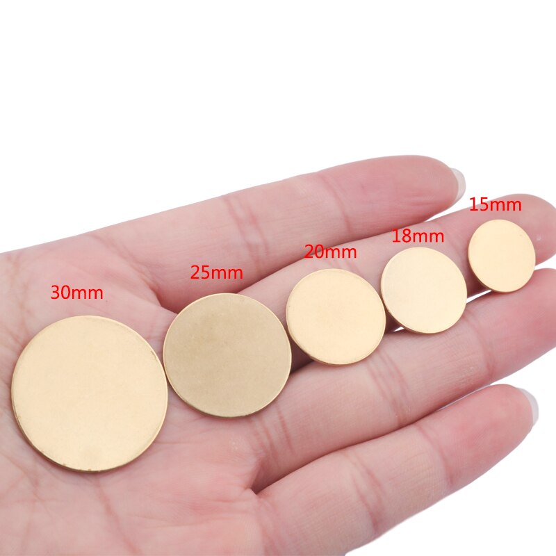 10 Uds. De dijes de disco de latón crudo de 30mm de diámetro con estampado de Metal en blanco sin agujeros, accesorios para fabricación de collares colgantes