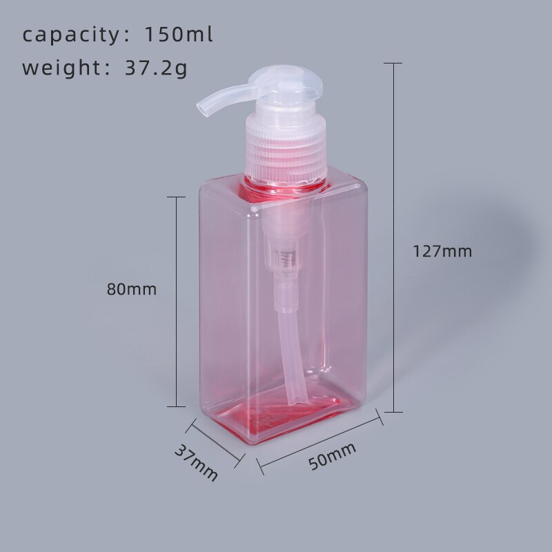 Dikker Lege Vierkante Hervulbare Fles Met Pomp Voor Badkamer Keuken Shampoo Lotion Zeep Petg Opslag Container 1Pcs: 150ml pink