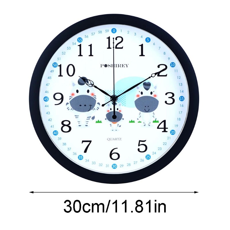 Mute Wall Clock Simple Style Cartoon Milk Cow Pattern Clock Nursery Home Living Room Children's Room Bedroom Decoration