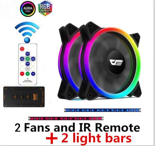 Darkflash – boîtier d&#39;ordinateur DR12 pro aura sync, refroidisseur, ventilateur ARGB, télécommande IR 120mm, barre lumineuse LED RGB: 2FAN 2light control
