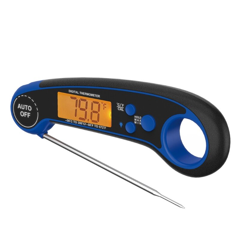 Instant Read Meat Thermometer Waterproof Digital Food Thermometer with Backlight, Magnet, Calibration, and Long Foldable Probe f