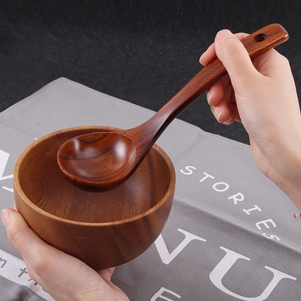 1pc Holz suppen löffel langer Griff Nachtisch Reiss uppe Löffel Teelöffel Kochlöffel Küchen zubehör Holz löffel Küchen helfer