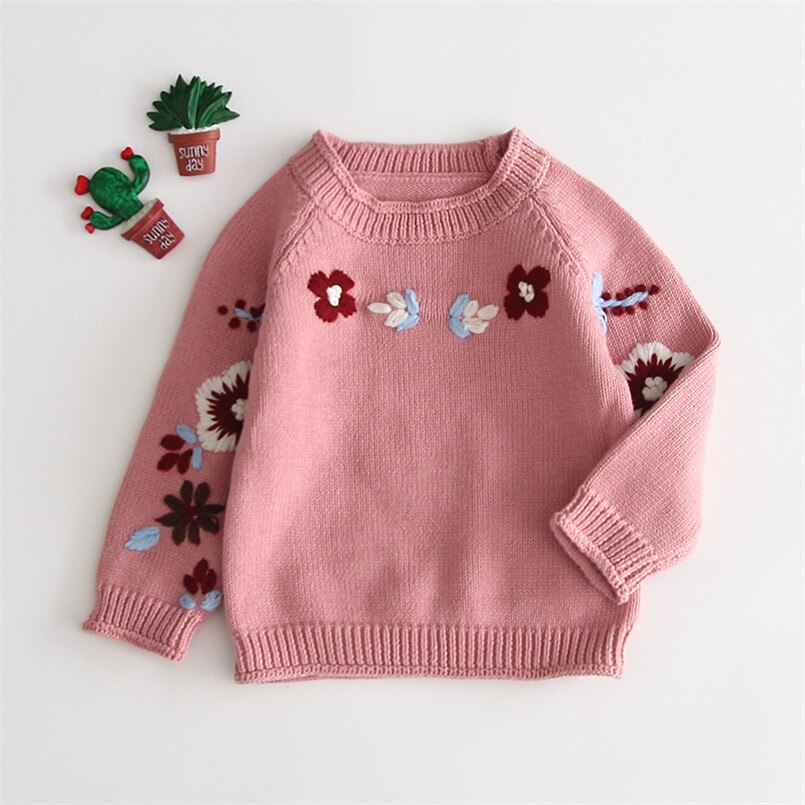 Pulls en coton tricoté pour bébés | Manteau brodé, couverture en coton, vêtements d'extérieur pour enfants: Pink / 18M
