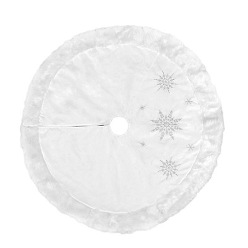 White Christmas Tree Skirt With Thick Faux Fur Snowflake Christmas Tree Carpet Xmas Decorations Home Christmas Decorations: Default Title