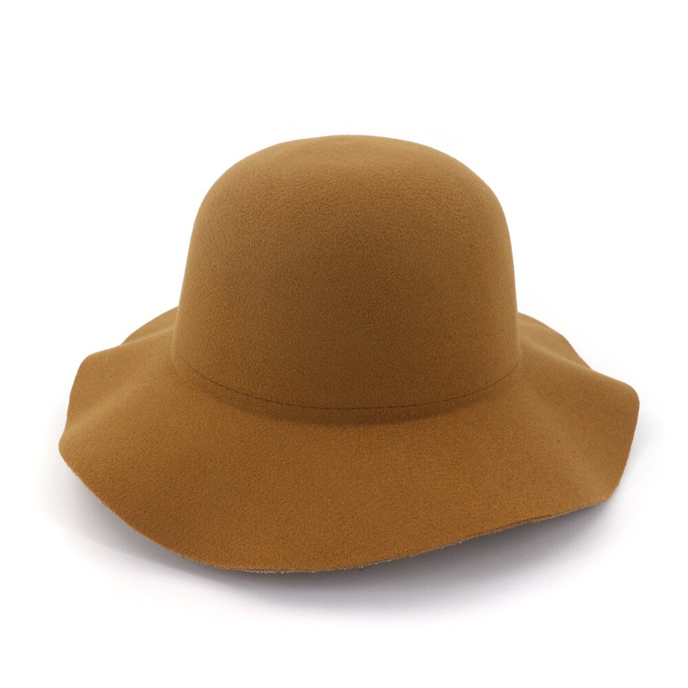 Retro Autumn Church cap For Women Bucket caps Soft Wide Brim Wool Felt Bowler Fedora Hat Floppy Cloche Women&#39;s Large Hat HF142