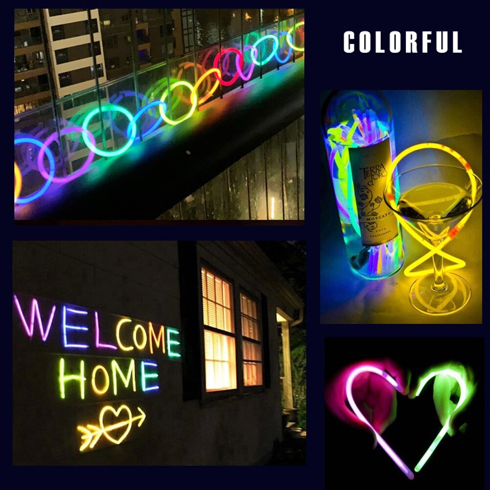 100 stücke Party Fluoreszenz Licht Leucht Stöcke Halsketten Neon- Für Hochzeit Partei Helle Bunte glühen Stöcke Weihnachten Spielzeug