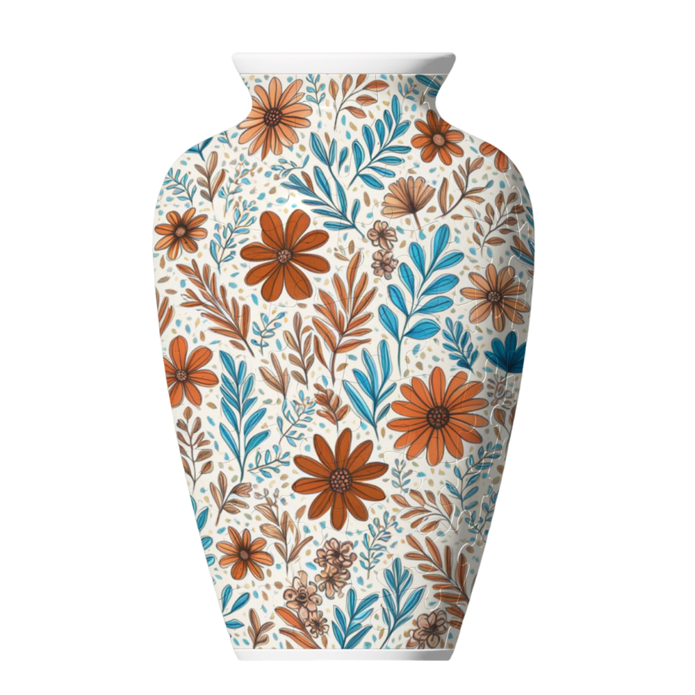 3D Puzzle Vase Waterproof Artistic Flower Arrangement Vase Building Block Arrange Flowers Home Decoration Vase: Orange