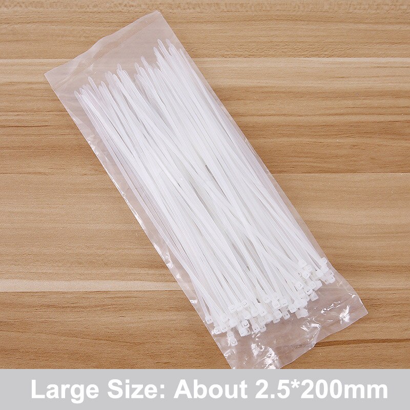 100pcs Reusable Nylon Plastic Cable Ties Wire Zip Tie Strap Self-locking Wraps Industrial Supply Fasteners & Hardware Cable: white 200mm