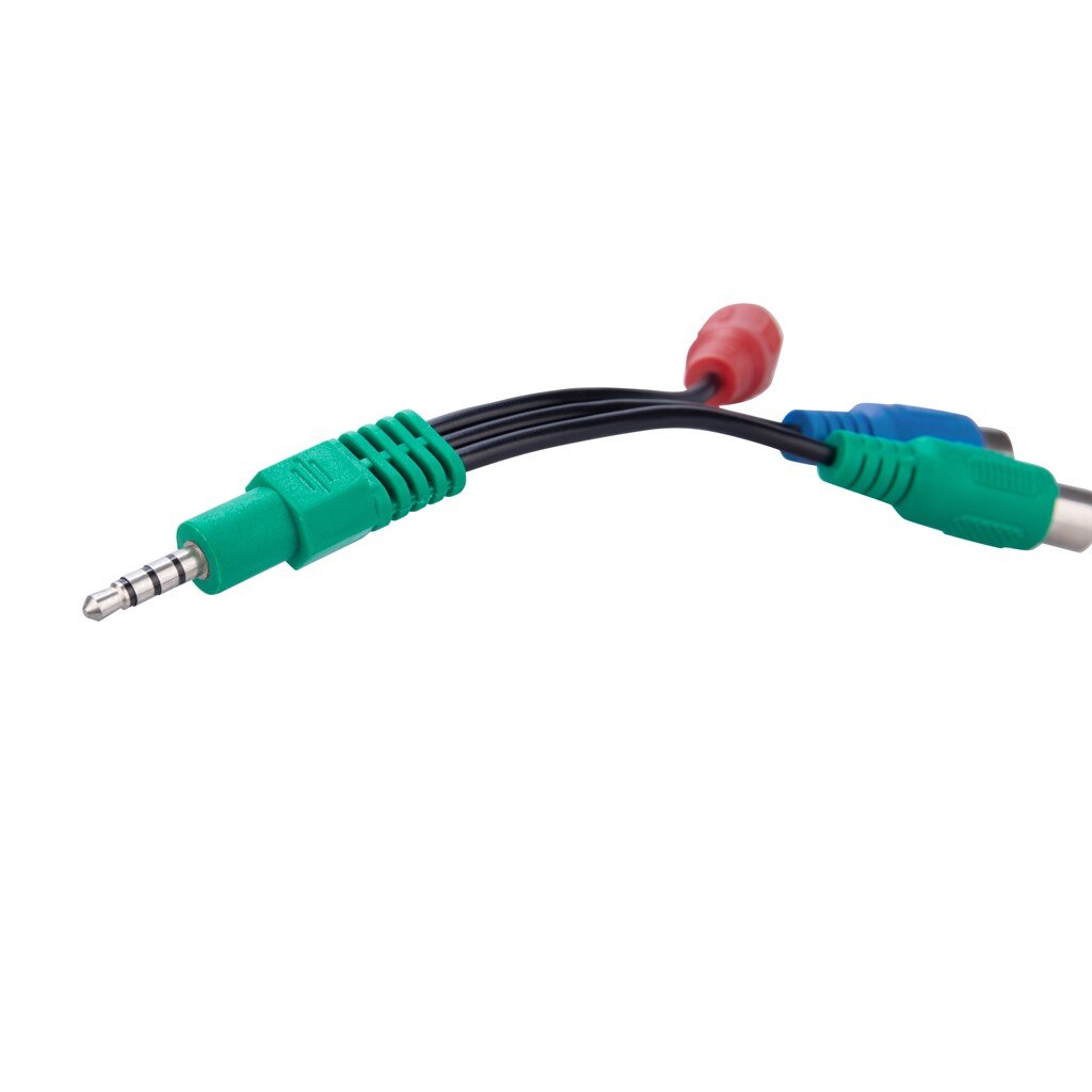 Hiperdea 4- pole aux 3.5mm mann til komponent ypbpr 3 rca hunn adapter videokabel grønn blå rød 3- rca ekstern linje for samsung