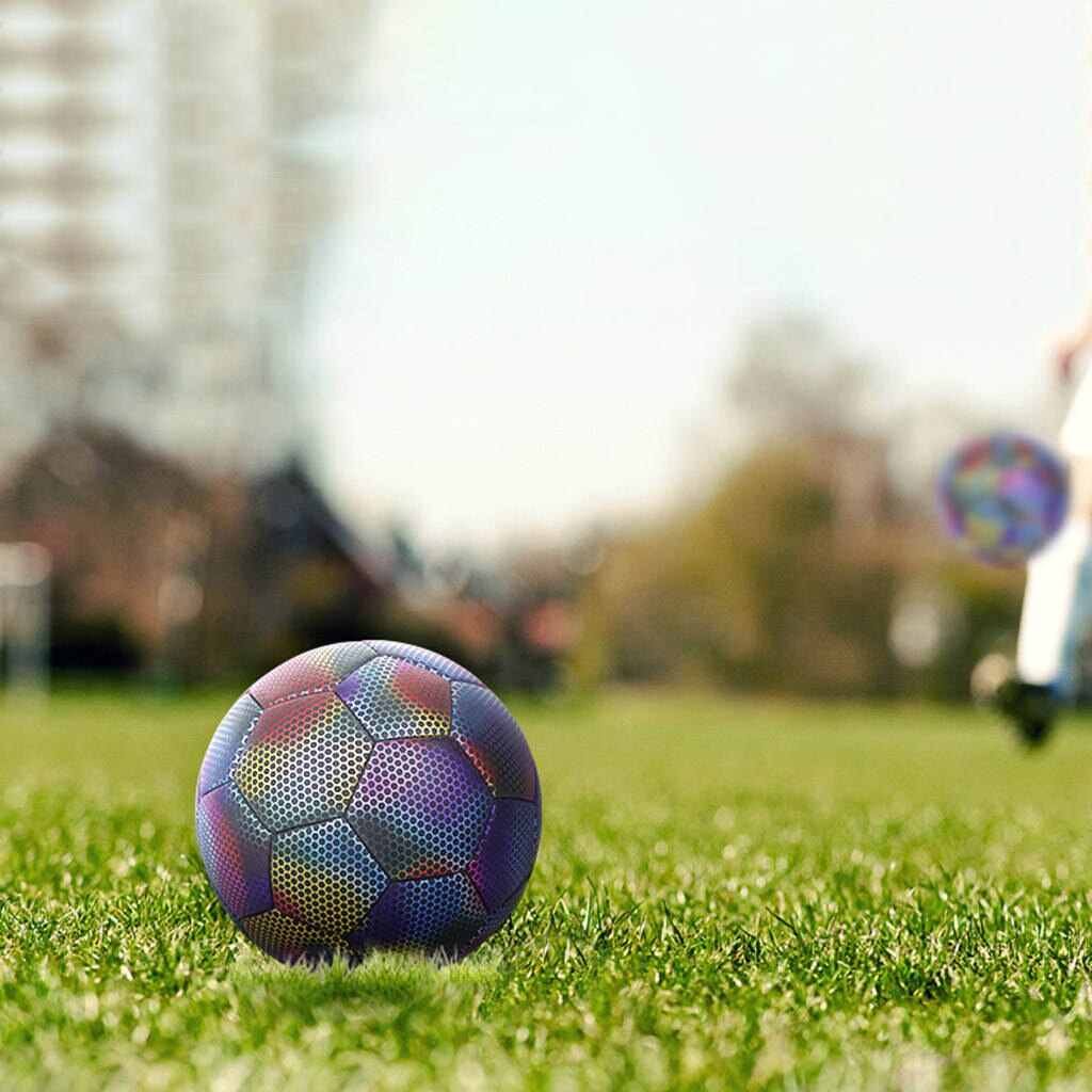 Reflecterende Gloeiende Voetbal Voor Mannen Holografische Gloeiende Voetbal Licht Up Holografische Voetbal Lichtgevende: color  5size