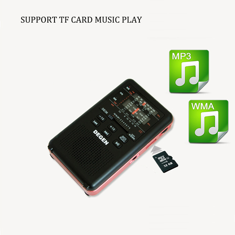 Degen DE36 FM/MW/SW Radio DSP Digital Tuning Receiver Portable Radio Recorder for student TF Card Music Play