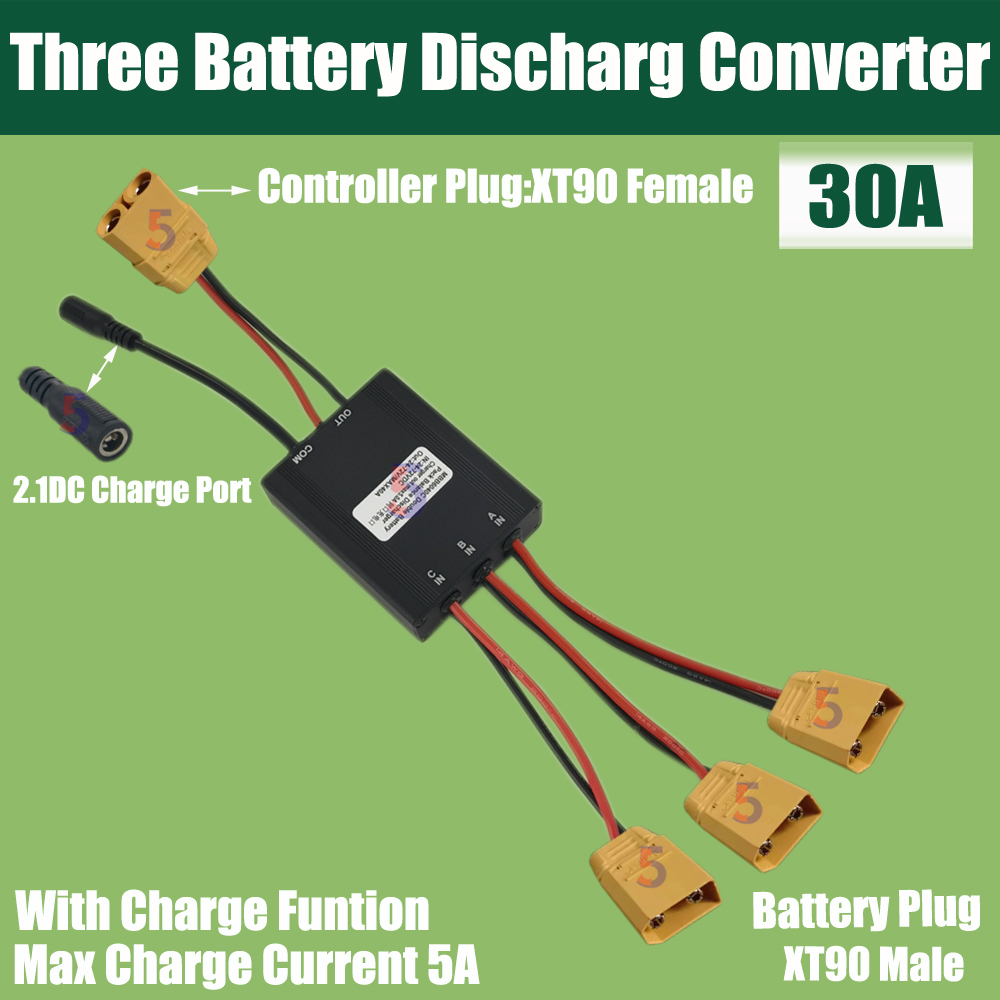 Ebike Three Triple Battery Discharge Converter Connection Adapter 20V-72V 30A/40A Ebike Double Battery Discharge converter: Ivory