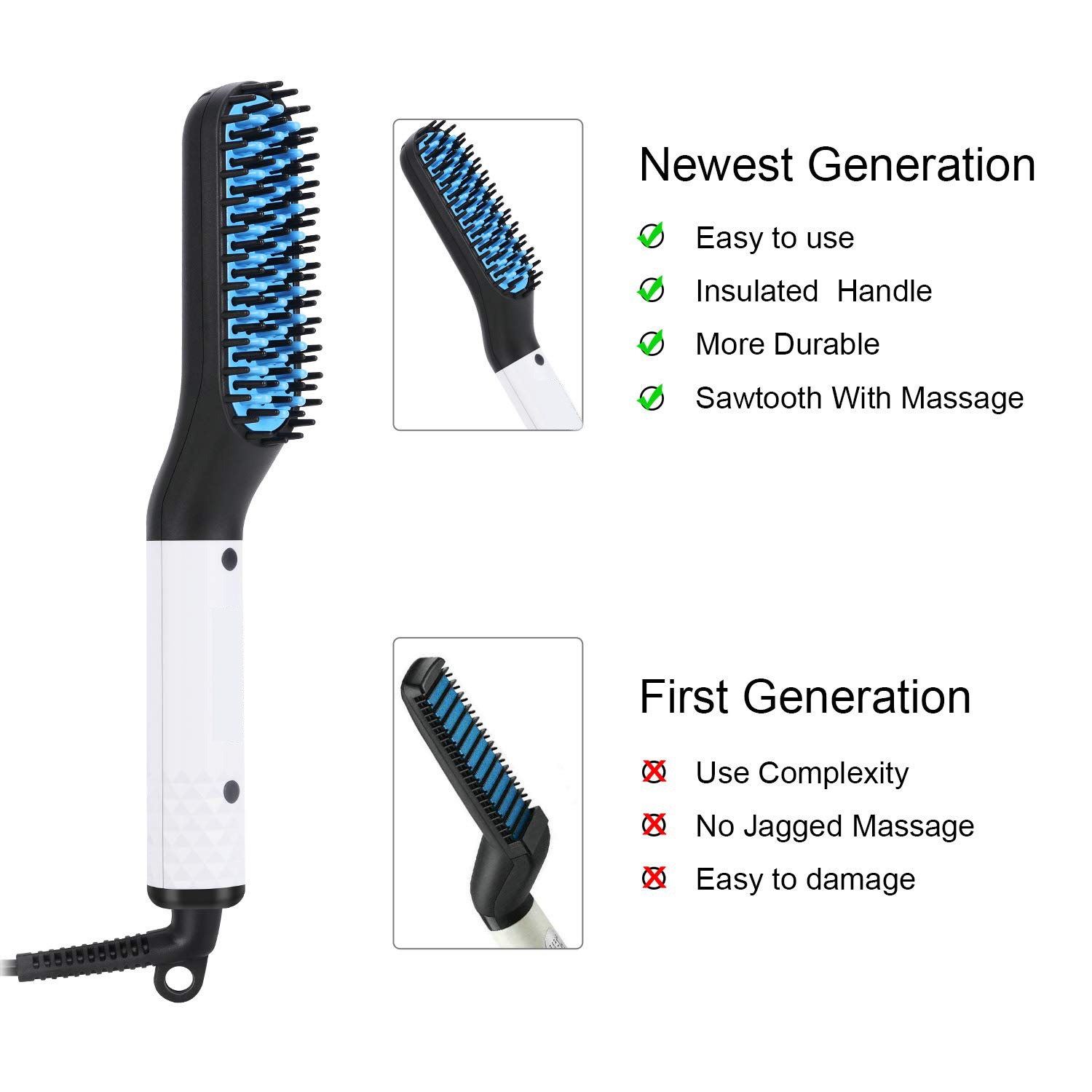 Lisseur à barbe pour hommes, peigne en céramique, brosse à lisser les cheveux, outil multifonctionnel pour lisser les cheveux, coiffeurs