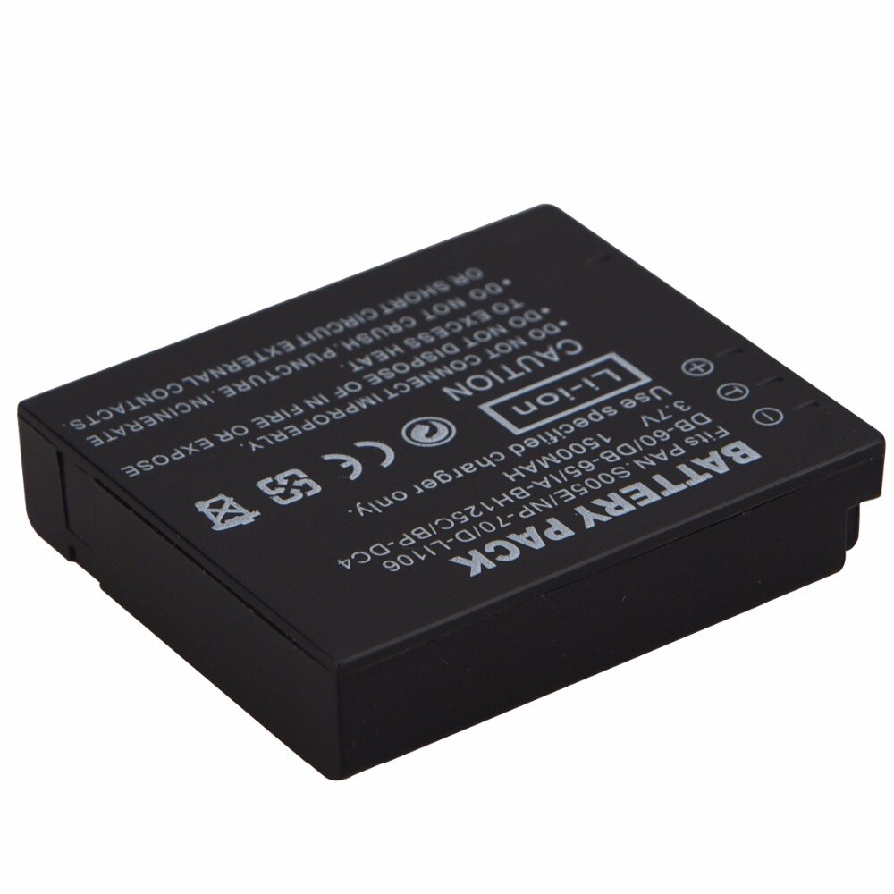 1x1500 mAh DB-60/S005/FNP70 Vervanging Batterij voor CGA-S005 CGA-S005A CGA-S005E/1B CGA-S005E DMW-BCC12 CGA-S005A/1B RICOH BJ-6