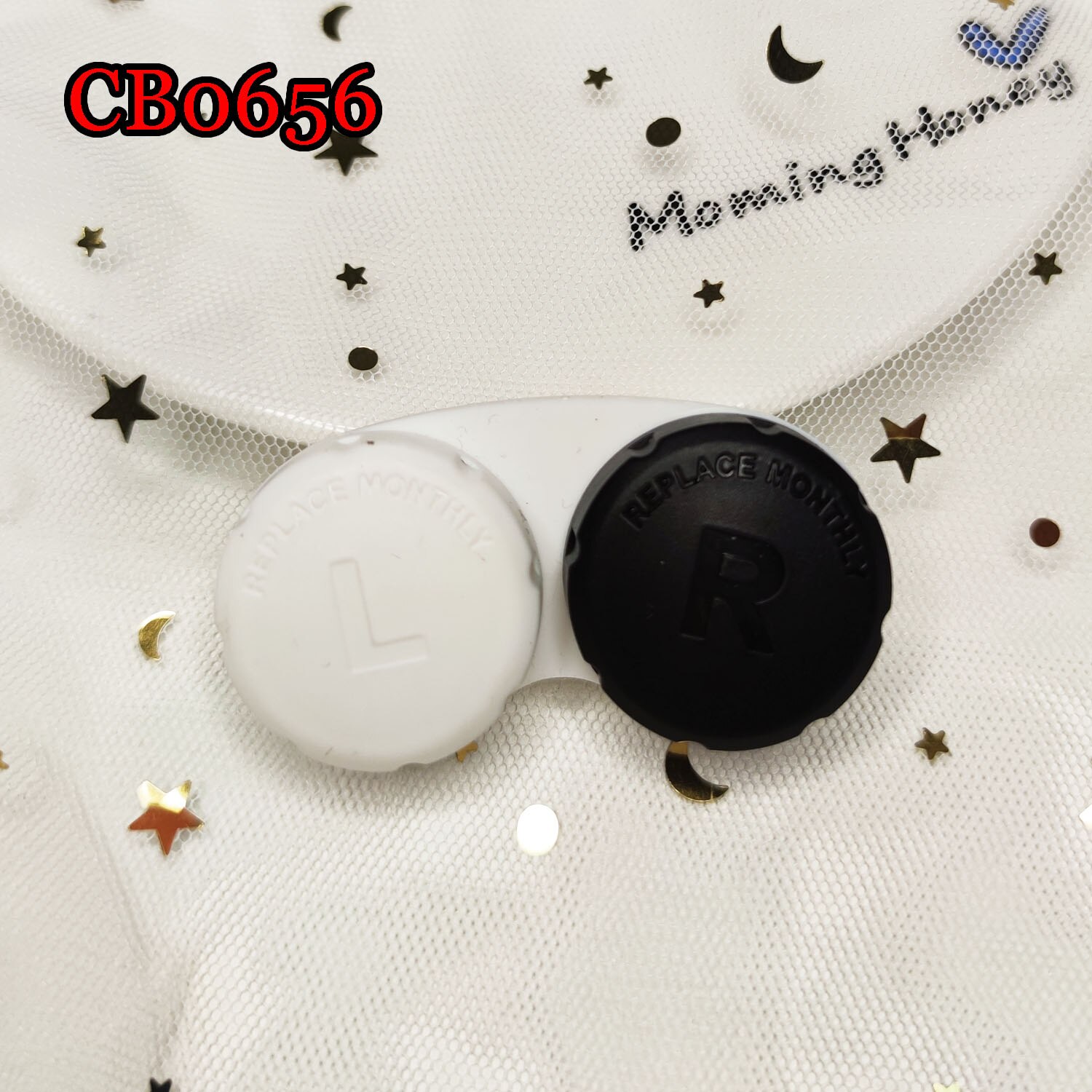 Candy Color Contact Lens Case Pocket Box Convenient Travel Box for Lenses Container CB0656: black