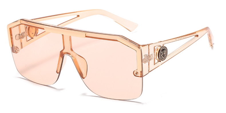 One piece fyrkantiga solglasögon kvinnor lyxmärke stora bågar platta solglasögon damer överdimensionerade glasögon oculos de sol: Röd