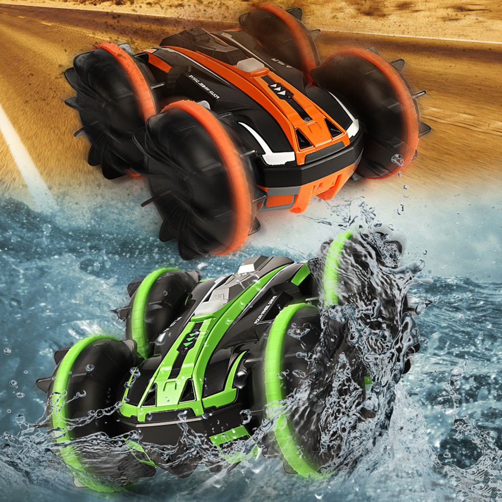 360 ruota 2 Lati Impermeabile di Guida Su Acqua E Terra Anfibio Elettrico Giocattoli per Bambini Rc auto Prodezza di Telecomando auto