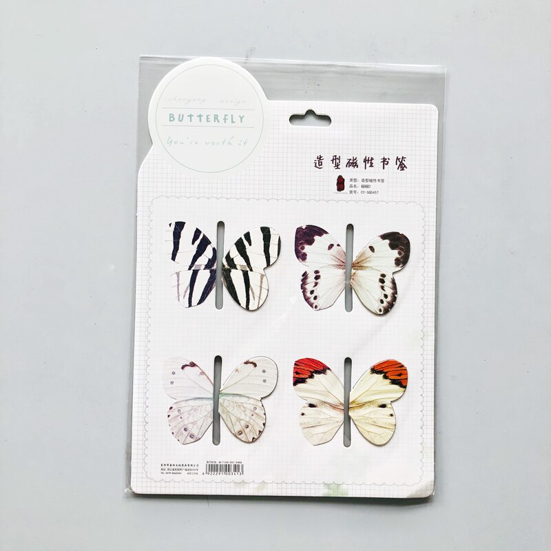 4 Stks/pak Creatieve Vlinder Magnetische Bookmark Marker Van Pagina Boek Clip Student School Kantoorbenodigdheden