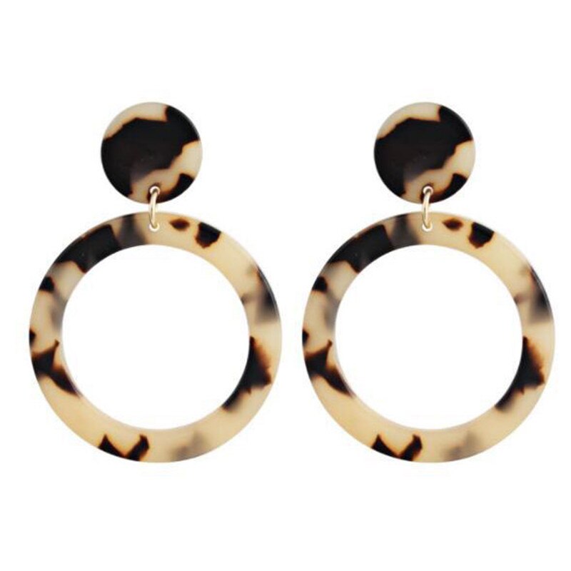 Wukalo Bohemen Acryl Resin Oorbellen Voor Vrouwen Luipaard Print Ronde Dangle Oorbellen Boho Mode Vrouwelijke Sieraden: 62863