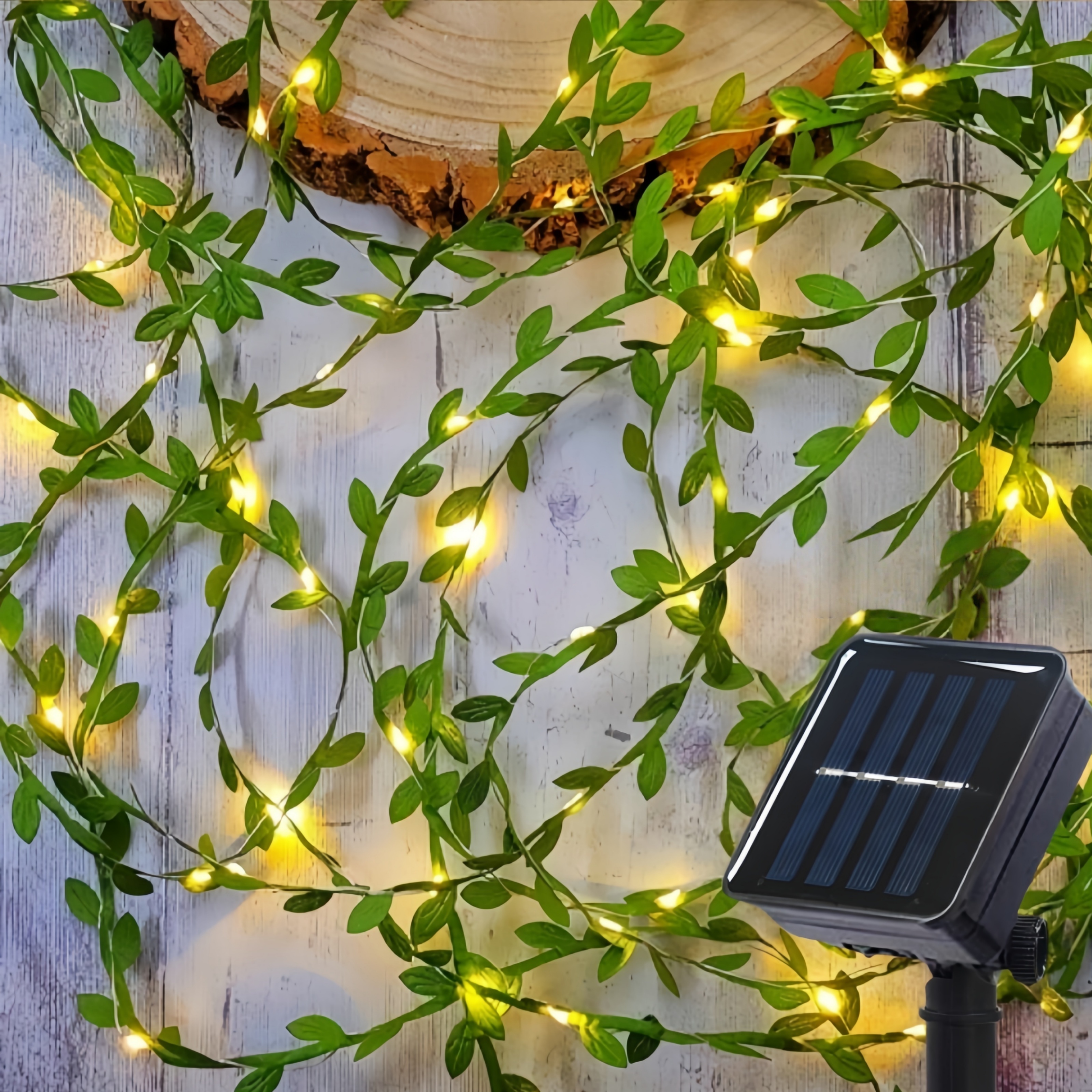 Guirnalda de luces solares de vid 50/100LED con 8 modos, hoja de hiedra Artificial, luz de hadas Solar para exteriores, decoración navideña para jardín al aire libre: ROSE / 0-5 W