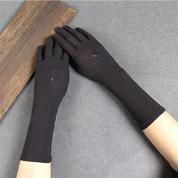 Gants d&#39;étiquette pour femmes, mi-longs, fins, élastiques, brodés, protection solaire, accessoires de conduite de voiture, été