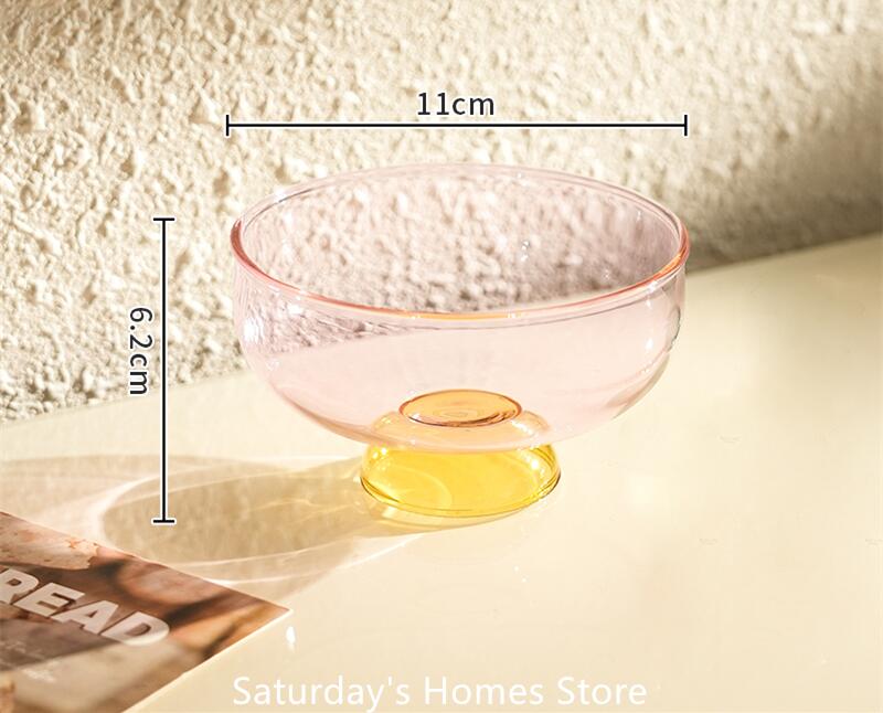 Round Bowl Goblet Dessert Glass Mug S-shaped Cup Stem Ice Cream Bowl Cup Milkshake Dessert Cup Colored Borosilicate Glass: Yellow
